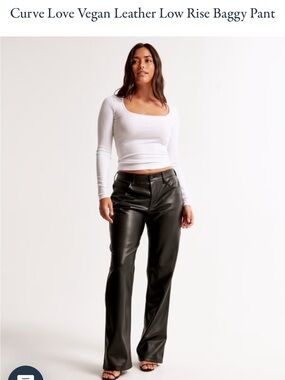 Abercrombie and Fitch Curve Love Vegan Leather Low Rise Baggy Pant